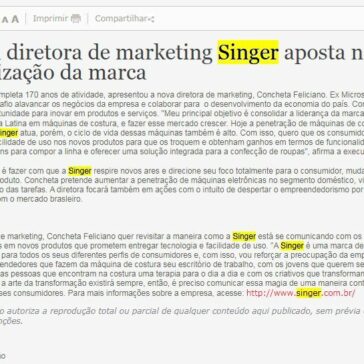 Com nova diretora de marketing Singer aposta na democratização da marca – Textília.net