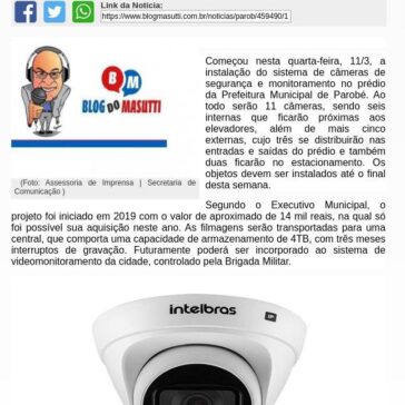Prefeitura de Parobé terá sistema de câmeras de segurança – Blog do Masutti