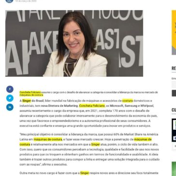 Singer do Brasil tem nova Diretora de Marketing – Revista Live Marketing