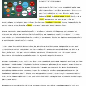Nova Lei de Franquias – Sim Notícias