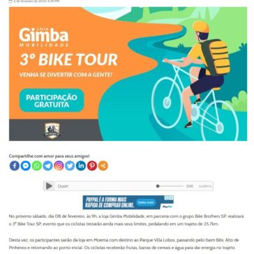 3° Bike Tour SP na Gimba em Moema – Moema SP