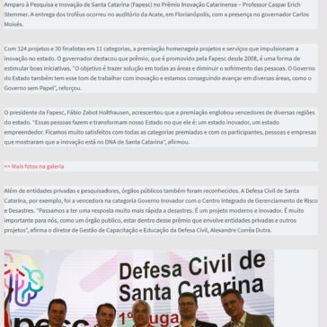Governo do Estado premia iniciativas inovadoras de Santa Catarina – Portal da Clic