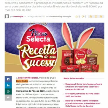 Selecta Chocolates sorteia mais de 600 prêmios em promoção de Páscoa – Abc da Comunicação