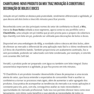 Chantilinho: novo produto da Mix traz inovação à cobertura e decoração de bolos e doces – 2A Alimentos