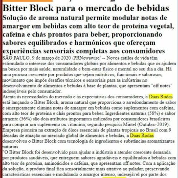 Duas Rodas lança tecnologia de sabor Bitter Block para o mercado de bebidas – APIMEC