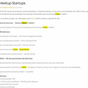 Meetup Startups – Agência USP de Inovação