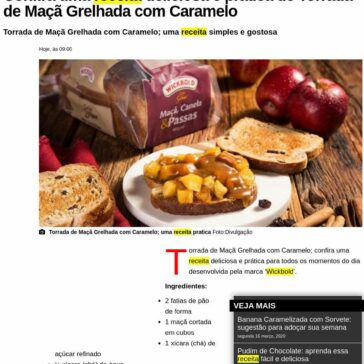 Confira uma receita deliciosa e prática de Torrada de Maçã Grelhada com Caramelo – Ana Maria (UOL)