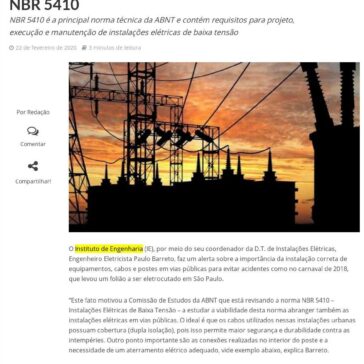 Instituto de Engenharia alerta para instalações elétricas e apoia revisão da norma NBR 5410 – InforChannel