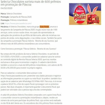 Selecta Chocolates sorteia mais de 600 prêmios em promoção de Páscoa – Mundo do Marketing