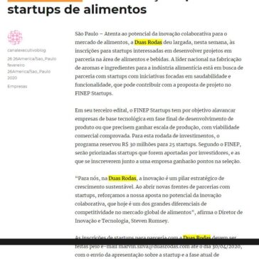 Duas Rodas abre inscrições para startups de alimentos – Canal Executivo Blog