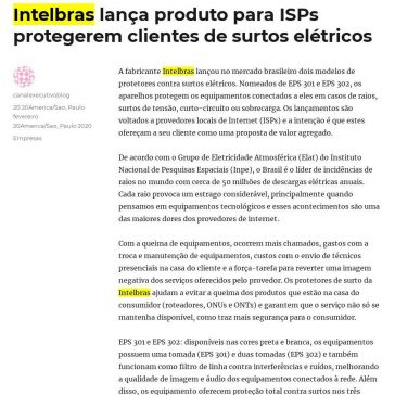 Intelbras lança produto para ISPs protegerem clientes de surtos elétricos – Canal Executivo Blog