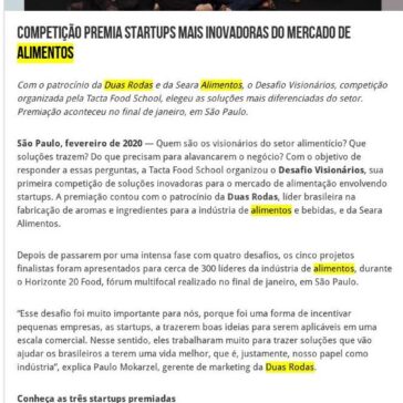 Competição premia startups mais inovadoras do mercado de alimentos – 2A Alimentos