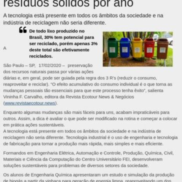 Brasil produz mais de 78,3 milhões de toneladas de resíduos sólidos por ano – Falando de Gestão