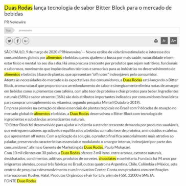 Duas Rodas lança tecnologia de sabor Bitter Block para o mercado de bebidas – A Tarde (On-line)