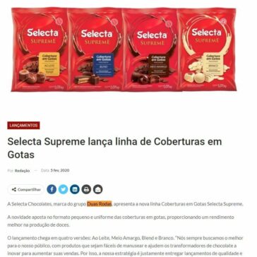 Selecta Supreme lança linha de Coberturas em Gotas – Distribuição