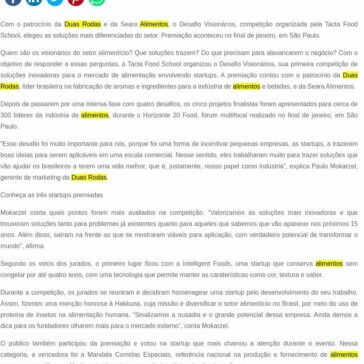 Competição premia startups mais inovadoras do mercado de alimentos – SEGS