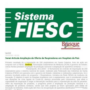 Senai Articula Ampliação de Oferta de Respiradores em Hospitais do País – Prefeitura Municipal de Brusque