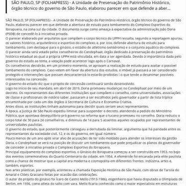 Tombamento de ginásio do Ibirapuera ameaça projeto de concessão de Doria em SP – DL News