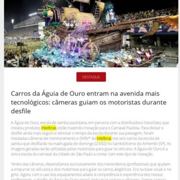 Carros da Águia de Ouro entram na avenida mais tecnológicos: câmeras guiam os motoristas durante desfile – Revista Segurança Eletrônica