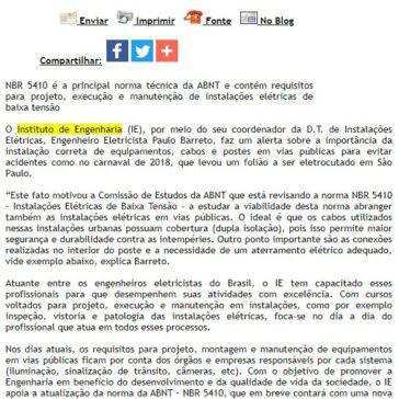 Instituto de Engenharia alerta para instalações elétricas e apoia revisão da norma NBR 5410 – Difundir