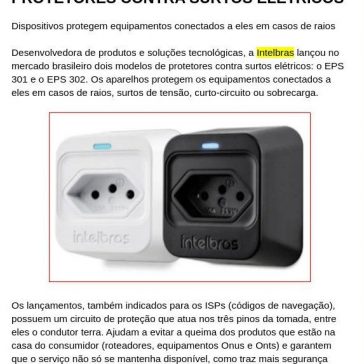 INTELBRAS LANÇA DOIS MODELOS DE PROTETORES CONTRA SURTOS ELÉTRICOS – Home Center View