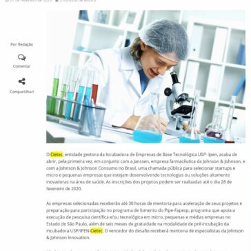 Cietec recebe projetos para aceleração em Saúde até 28 de fevereiro – InforChannel