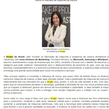 MODA: Singer do Brasil tem nova Diretora de Marketing – Oresumodamoda