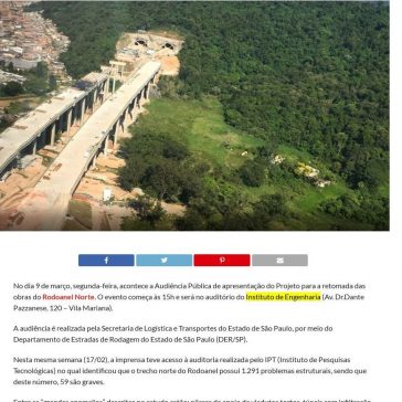 Audiência Pública para retomada de obras do Rodoanel Norte acontece em março (9) – SP Norte