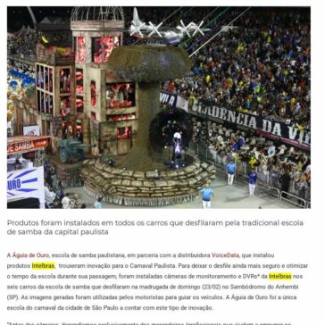 Câmeras Intelbras guiam motoristas da Águia de Ouro, escola de samba vencedora em São Paulo – Digital Security