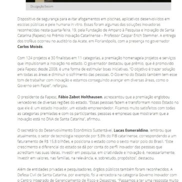 Governo do Estado premia iniciativas inovadoras de Santa Catarina – Sul In Foco