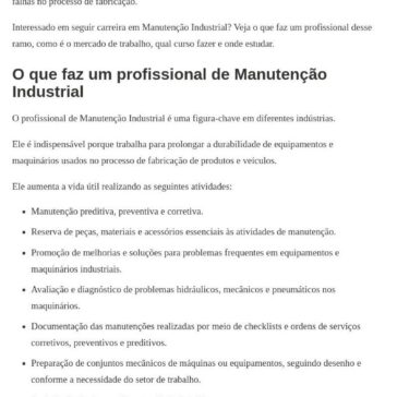 Conheça a profissão Manutenção Industrial – Mecânico Murilo