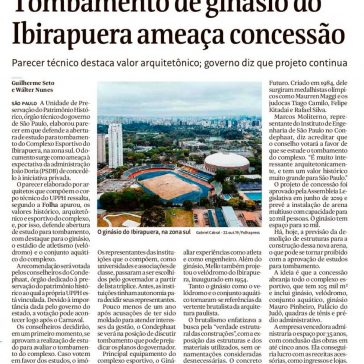 Tombamento de ginásio do Ibirapuera ameaça concessão – Folha de S. Paulo