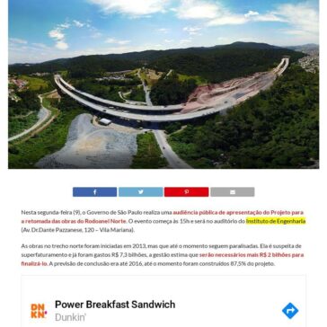 Acontece hoje a reunião para a retomada das obras do Rodoanel Norte – SP Norte