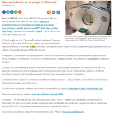 Treinamento técnico em tecnologia da informação – Agência FAPESP