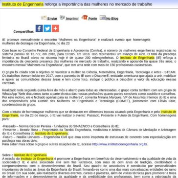 Instituto de Engenharia reforça a importância das mulheres no mercado de trabalho – Difundir