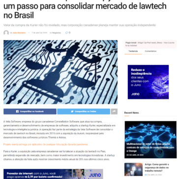 Vela Software adquire startup jurídica e dá mais um passo para consolidar mercado de lawtech no Brasil – IP News