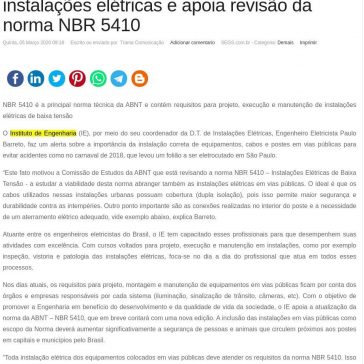 Instituto de Engenharia alerta para instalações elétricas e apoia revisão da norma NBR 5410 – SEGS