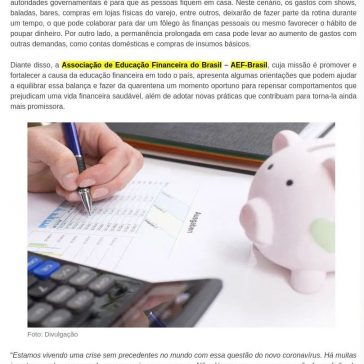 Educação financeira na quarentena: como aproveitar o período para economizar e poupar para o futuro – Campo Grande Notícias