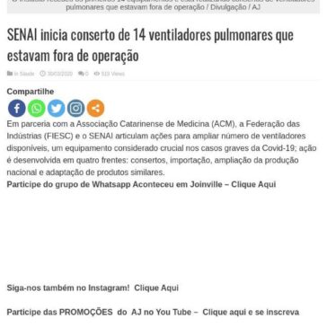 SENAI inicia conserto de 14 ventiladores pulmonares que estavam fora de operação – Aconteceu em Joinville