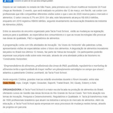 É Hoje FÓRUM inovador sobre alimentos. Veja!!! – Blog do Turismo PE