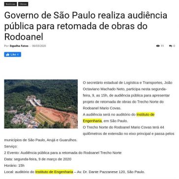 Governo de São Paulo realiza audiência pública para retomada de obras do Rodoanel – Espalha Fatos