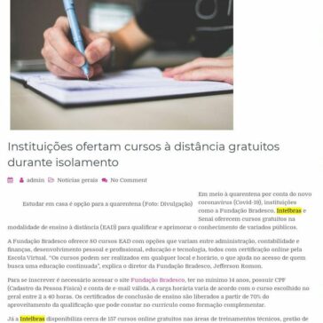 Instituições ofertam cursos à distância gratuitos durante isolamento – Bem Querer Mulher
