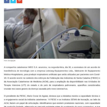 SC fabricará ventiladores pulmonares em Jaraguá do Sul – Rádio Marconi