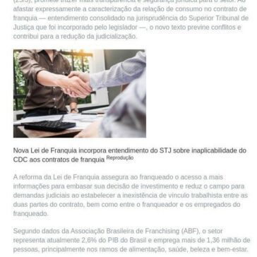Nova lei afasta relação de consumo no contrato de franquia Laercio – Doalcei Henning