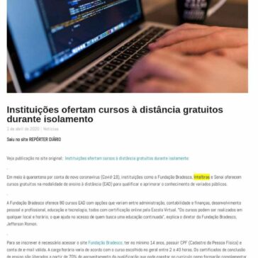 Instituições ofertam cursos à distância gratuitos durante isolamento – Justiça de Saia