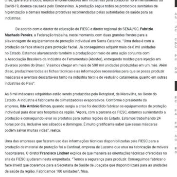 Parque fabril catarinense se adapta para produzir material de prevenção ao Coronavírus – Rádio Super Condá