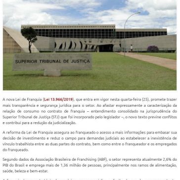 Nova Lei de Franquia que incorpora o entendimento do STJ sobre a inaplicabilidade do CDC previne conflitos e contribui para a redução da judicialização – Arbitragem, Conciliação e Mediação