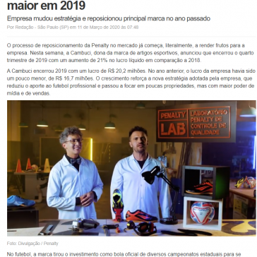Cambuci, dona da Penalty, celebra lucro 21% maior em 2019 – Máquina do Esporte