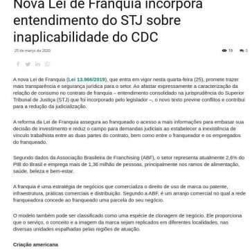 Nova Lei de Franquia incorpora entendimento do STJ sobre inaplicabilidade do CDC – Contabilidade na TV