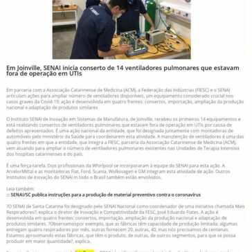 Em Joinville, SENAI inicia conserto de 14 ventiladores pulmonares que estavam fora de operação em UTIs – Jornal dos bairros (On-line)